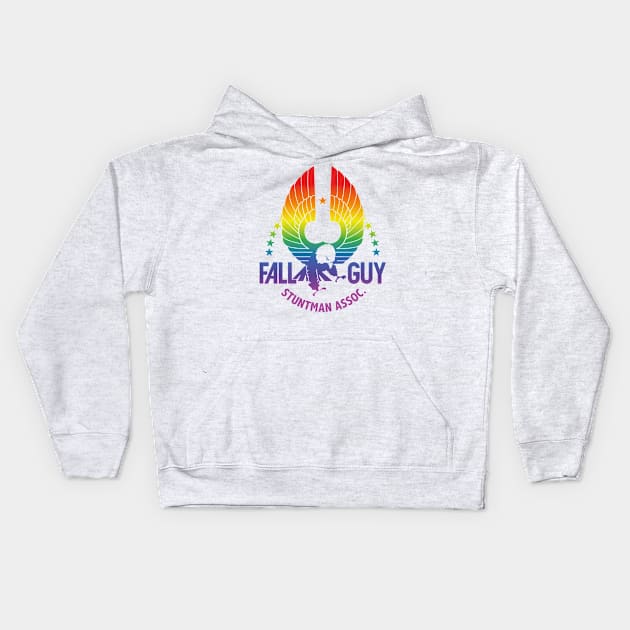 The Fall Guy Logo (rainbow effect) Kids Hoodie by GraphicGibbon